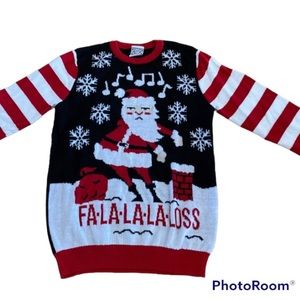 Well Worn Santa Floss Fa La La Loss Christmas Holiday Sweater